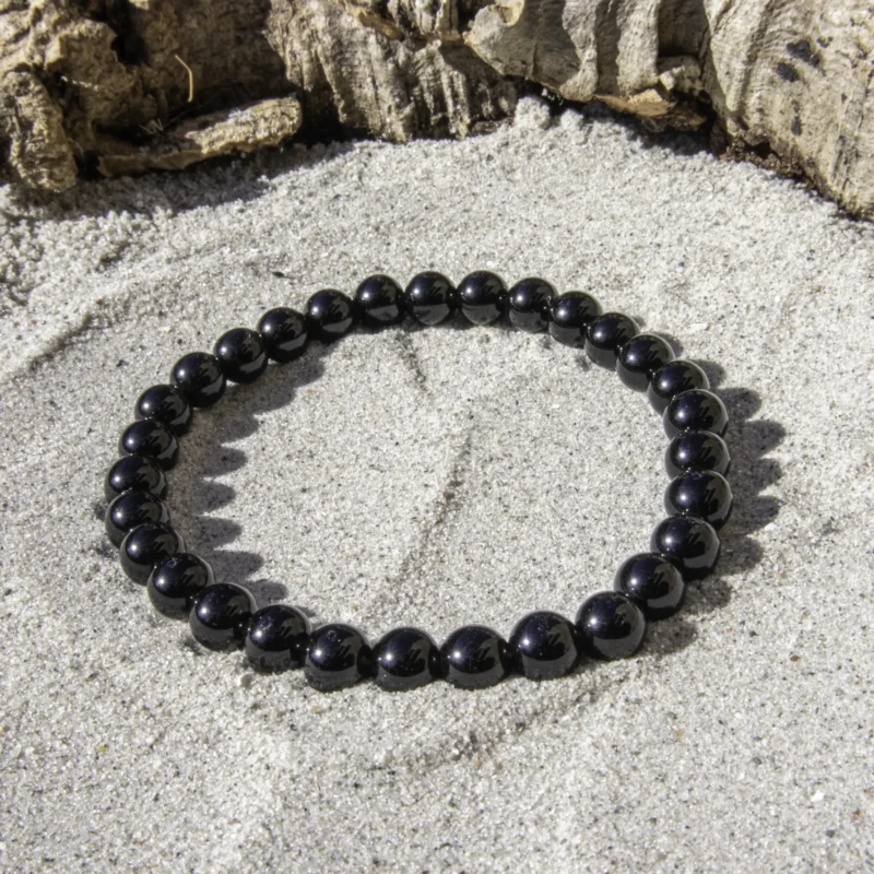 Sort Obsidian armbånd 6 mm