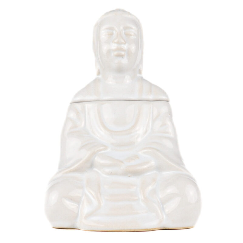 hvid siddende buddha aromaterapi